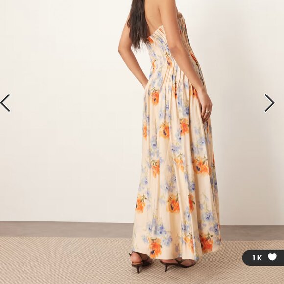 ASOS ARRANGE dropped waist midi dress in multi floral print - Sz 8 - Picture 2 of 3